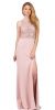 Rhinestones Mesh Top Keyhole Back Long Prom Dress in Dusty Pink